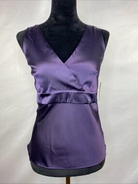 SOLD GNW Purple Satin V-Neck Blouse